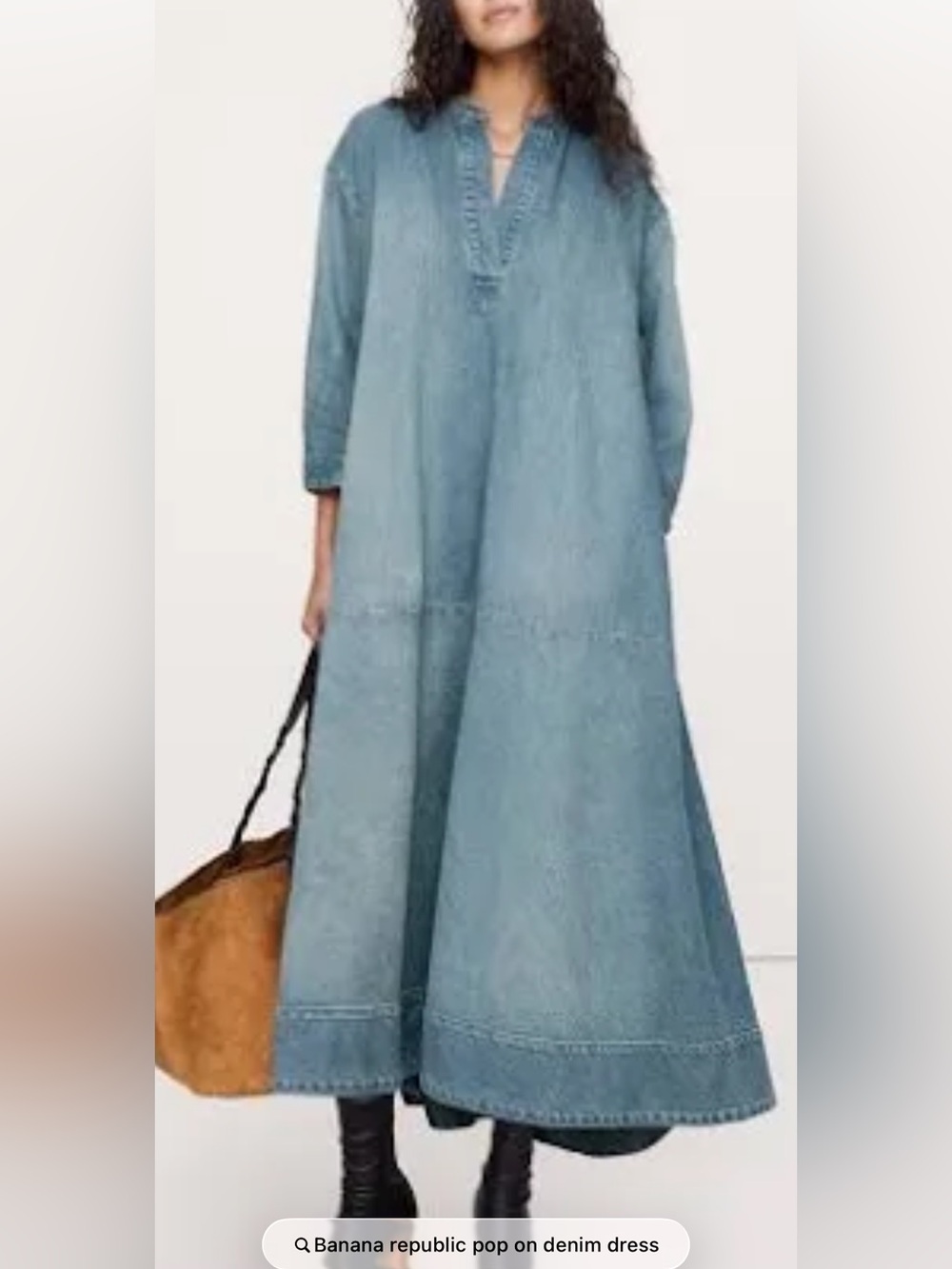 Banana Republic POP ON Washed Blue Denim A-Line Maxi Dress NEW! $180 !!SOLD OUT - Picture 2 of 5